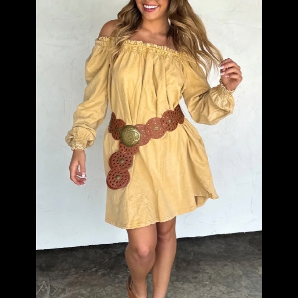 Easel Off-Shoulder yellow Dress NWT
